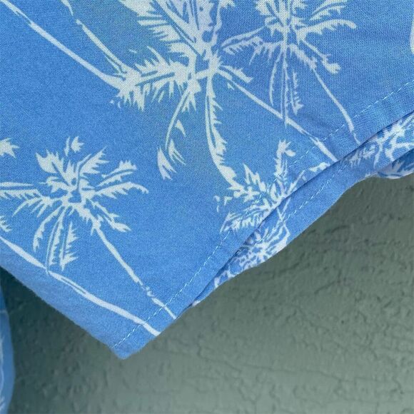 Michael Brandon Men's XXL Slim Fit Blue Palm Tree Print Button-Up Shirt - Picture 5 of 8